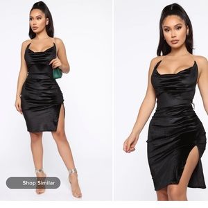 Black velvet dress from fashion nova